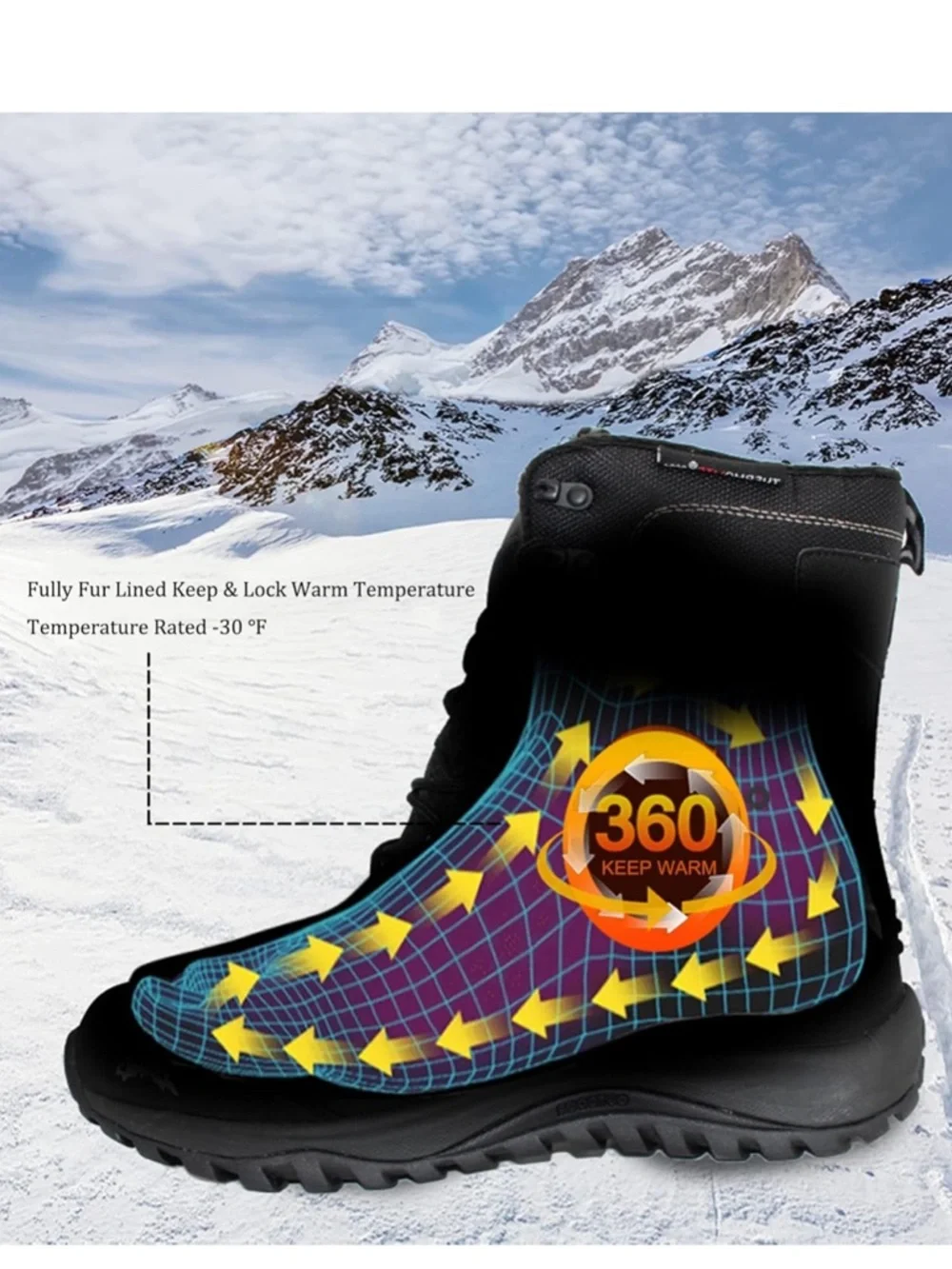 Waterproof Black Insulated Snow & Rain Boot - Unknown Brand